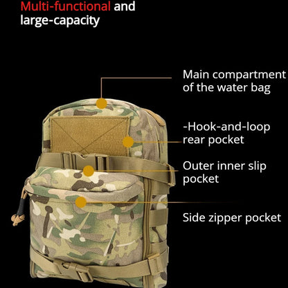 Tactical Molle  Bag, Mini Water Storage Backpack, Outdoor Assault Vest Pouch, Sports Portable Water Carrier