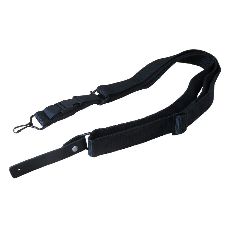 Adjustable Nylon 95 Style Tactical Rifle Sling With Leather End For Outdoor Hunting Airsoft CS Game Shooting Carry Gear