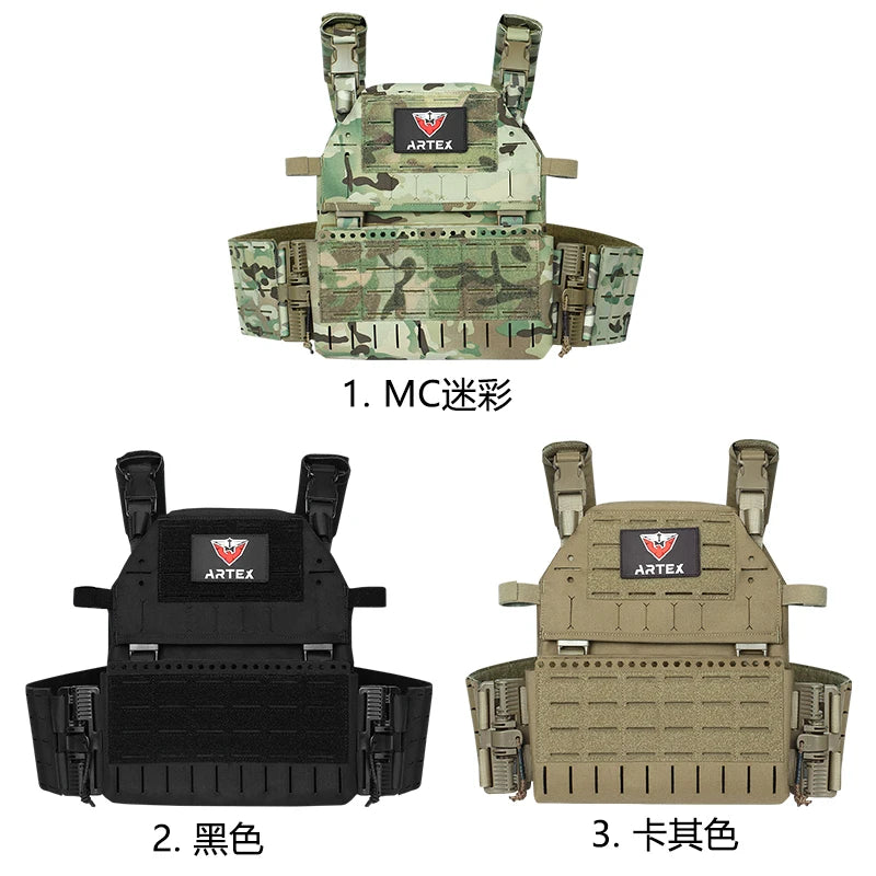 1000D Polyester with Triple Equipment Security Tactical Vest Camo Laser Cut Molle Quick Release Plate Carrier Tactical Vest