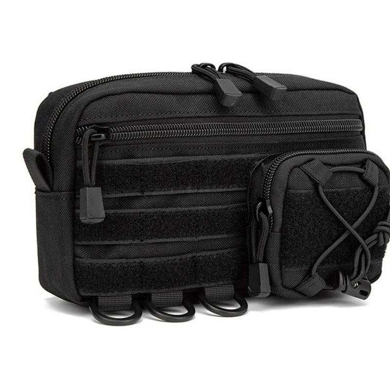 Tactical Molle Horizontal Admin Pouch with Front Drawstring Pocket EMT Modular Pouch EDC Utility Organizer Bag Outdoor Waist Bag