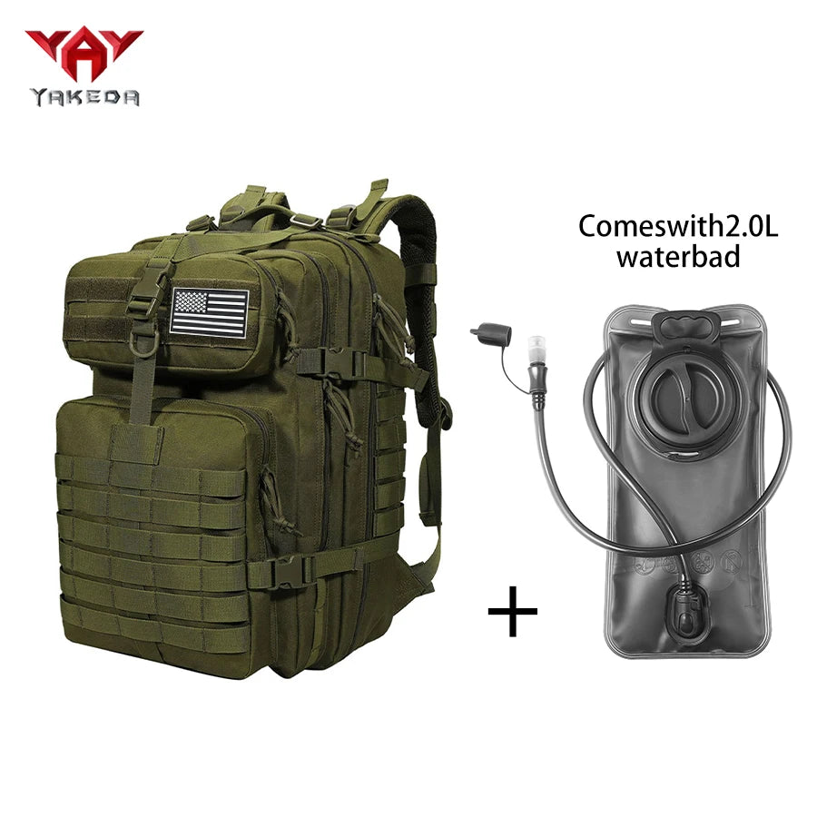 YAKEDA 45L large capacity backpack with 2L water bag MOLLE expansion system outdoor hiking backpack