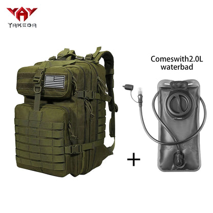 YAKEDA 45L large capacity backpack with 2L water bag MOLLE expansion system outdoor hiking backpack