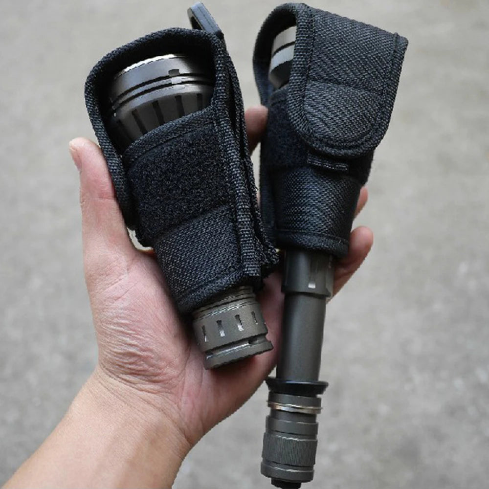 Tactical Flashlight Holster Nylon Molle Pouch Portable LED Torch Bag Waist Belt Pack for Hunting Camping Flashlight Bag