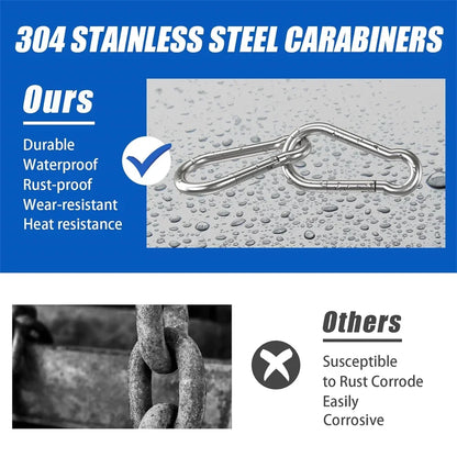 10PCS Carabiner Clip 200LBS Galvanized Iron Heavy Duty Spring Snap Hooks Metal Clips for Rope Chain Keys Rings Fits Camping