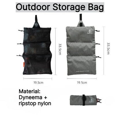 Ultra Light UHMWPE Ripstop Nylon Roll Up Toiletry Bag 3Mesh Pockets Waterproof Travel Cosmetic Storage Pouch for Camping Hiking