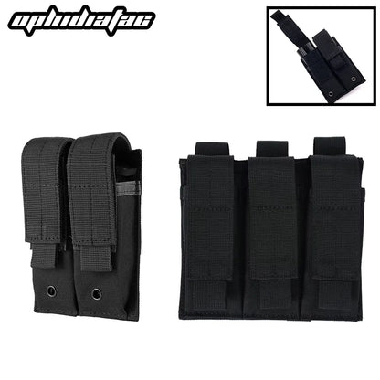 OPHIDIAN 9mm Magazine Pouch Single Double Magazine Pouch Outdoor Molle Open Top Magazine Pouch for  M1911 92F Flashlight Ba
