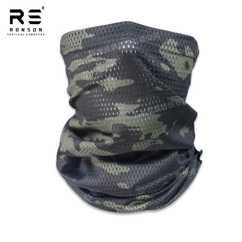 Tactical Camouflage Lightweight Mesh Fabric Sunscreen Mask Scarf Outdoor Sports Breathable Riding Sun Protection Quick Dry