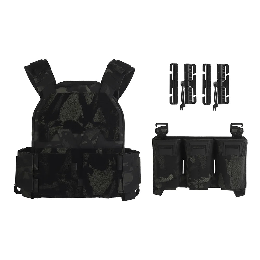 Tactical Sub-Zero Plate Carrier Modular  Molle Vest with MultiCaliber 9MM 6Pcs Long Mag/5.56 Triple Magazine Pouch