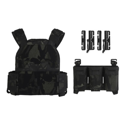 Tactical Sub-Zero Plate Carrier Modular  Molle Vest with MultiCaliber 9MM 6Pcs Long Mag/5.56 Triple Magazine Pouch