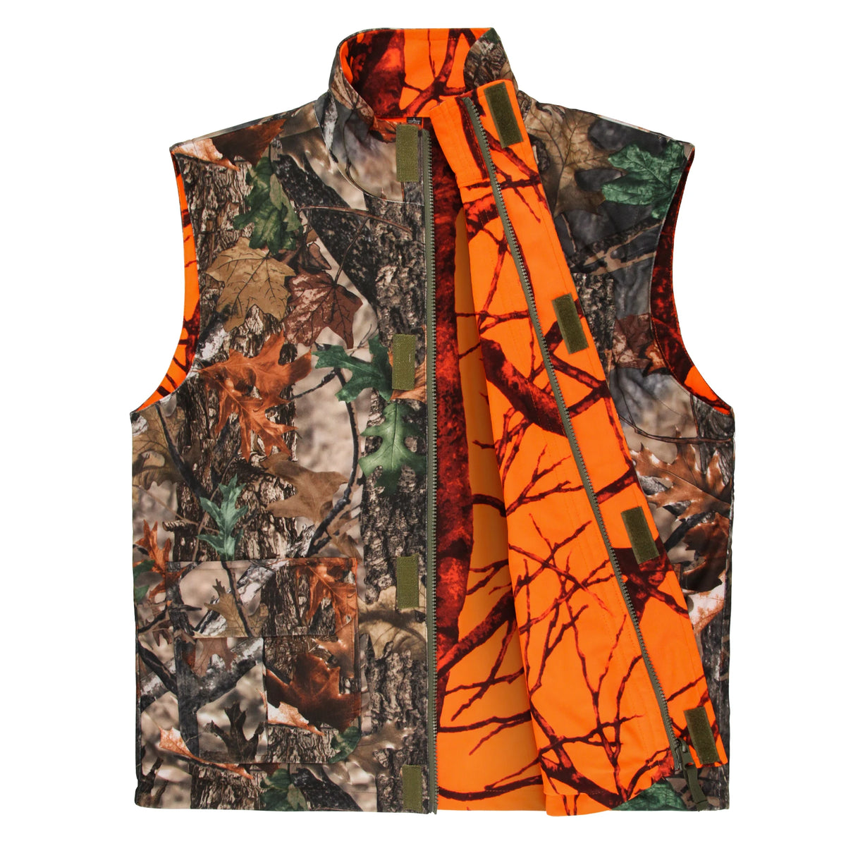 GUGULUZA Orange Camo Hunting Vest Fleece Game Waistcoat Two Side Vest Sleeveless Safety Vest Outdoor Hiking Fishing Hunting