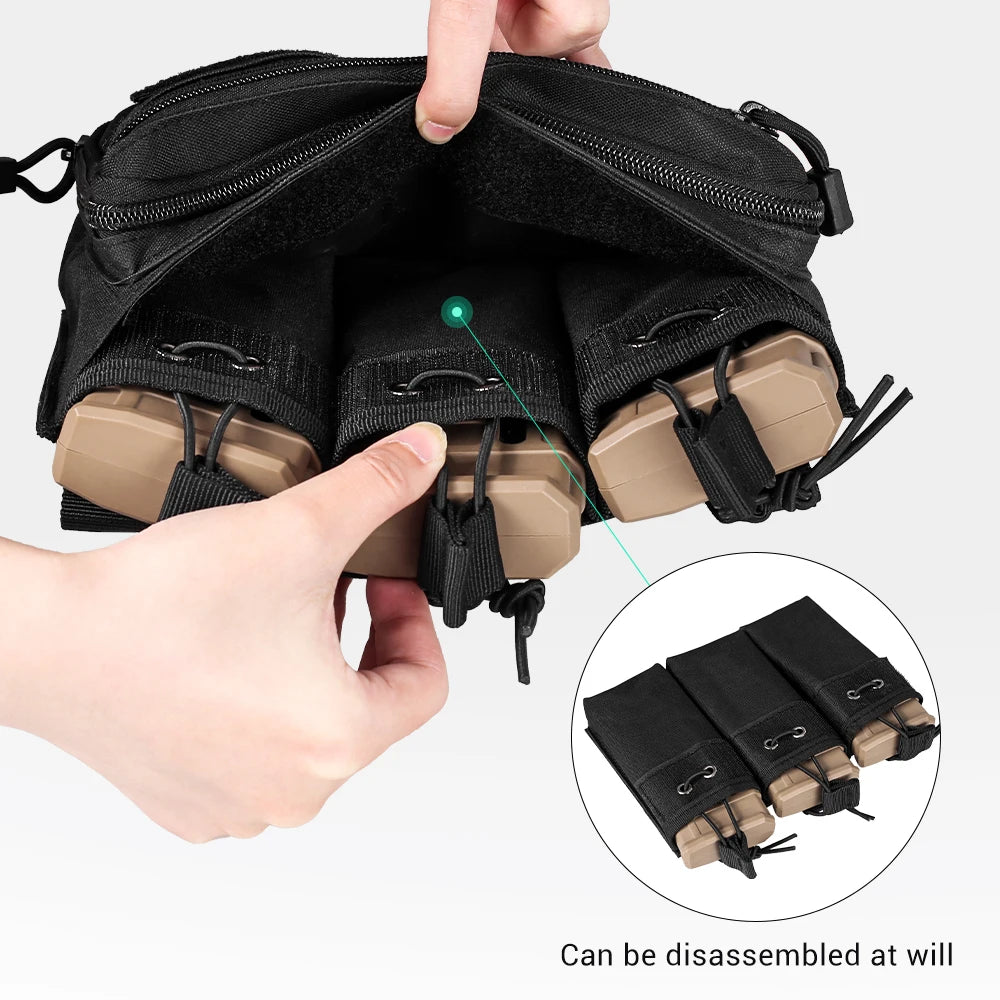Tactical Chargers Holder 5.56mm 7.62mm Triple Magazine Pouch Molle Admin Pouch Quick-Draw 3 Mags Pouches Cartridge Case Airsoft