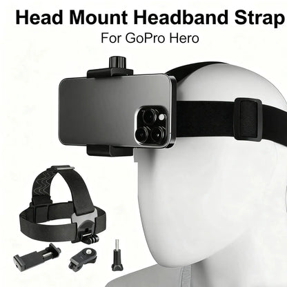 Head Mount Headband Strap Mobile Phone Holder Kit For GoPro Hero 13 12 11 10 9 8 7 AKASO SJCAM DJI Action Camera