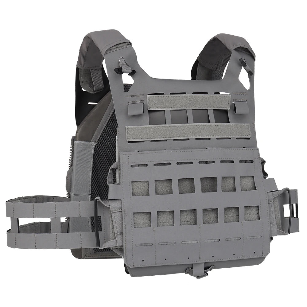 Wosport SPC Plate Carrier Lightweight MOLLE Vest Laser Cut Quick Release Shoulder Buckle Hook-and-Loop Rear Zipper for Airsoft