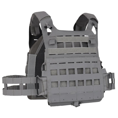 Wosport SPC Plate Carrier Lightweight MOLLE Vest Laser Cut Quick Release Shoulder Buckle Hook-and-Loop Rear Zipper for Airsoft