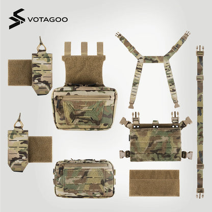 VOTAGOO Chest Equipment - Tactical Chest Equipment, Molle Modular Micro Combat Chest Equipment Adjustable and Detachable