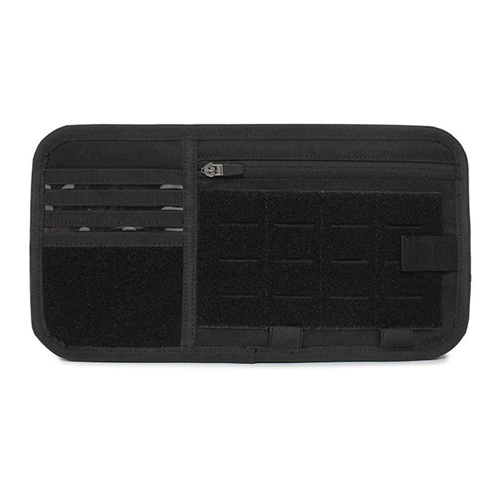 Tactical Car Visor Organizer with Molle Panel Sunglasses Holder Zipper Pockets Car Sunshade Storage Clip for Truck Car Accessory
