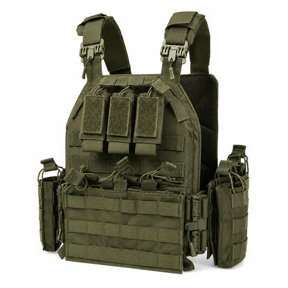 Tactical Vest Plate Carrier Adjustable Chest Bag Multi Pocket Outdoor Training Gear