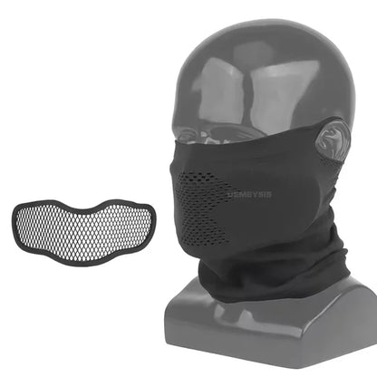 Tactical Steel Mesh Face Mask Breathable Knit Neck Gaiter for Wargame Cosplay Shooting Outdoor Combat Training Gear