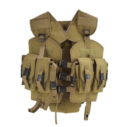 Tactical Molle Vest Men's Hunting Vest With Water Bottle Pocket Camo Airsoft Paintball Gear