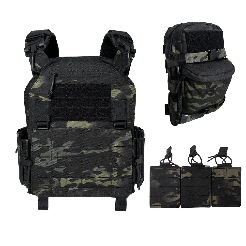 UT-ZH02 Nylon Quick Release adjustable laser cutting vest with Hydration Backpack and triple magazine pouch Tatcial combat set