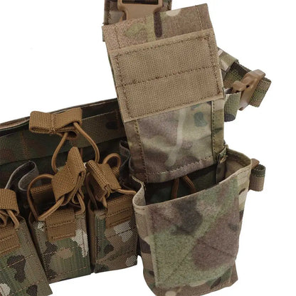 D3CRX Tactical Vest Chest Rig Multi-function Modular Airsoft Wargame Patrol Hunting Gear with 9mm 5.56 Quadruple Magazine Pouch