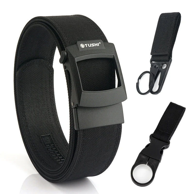 HSSEE 4.3cm Military Tactical Belt for Men Metal Automatic Buckle Thick Nylon Outdoor Hunting IPSC Gun Belt Casual Girdle Male