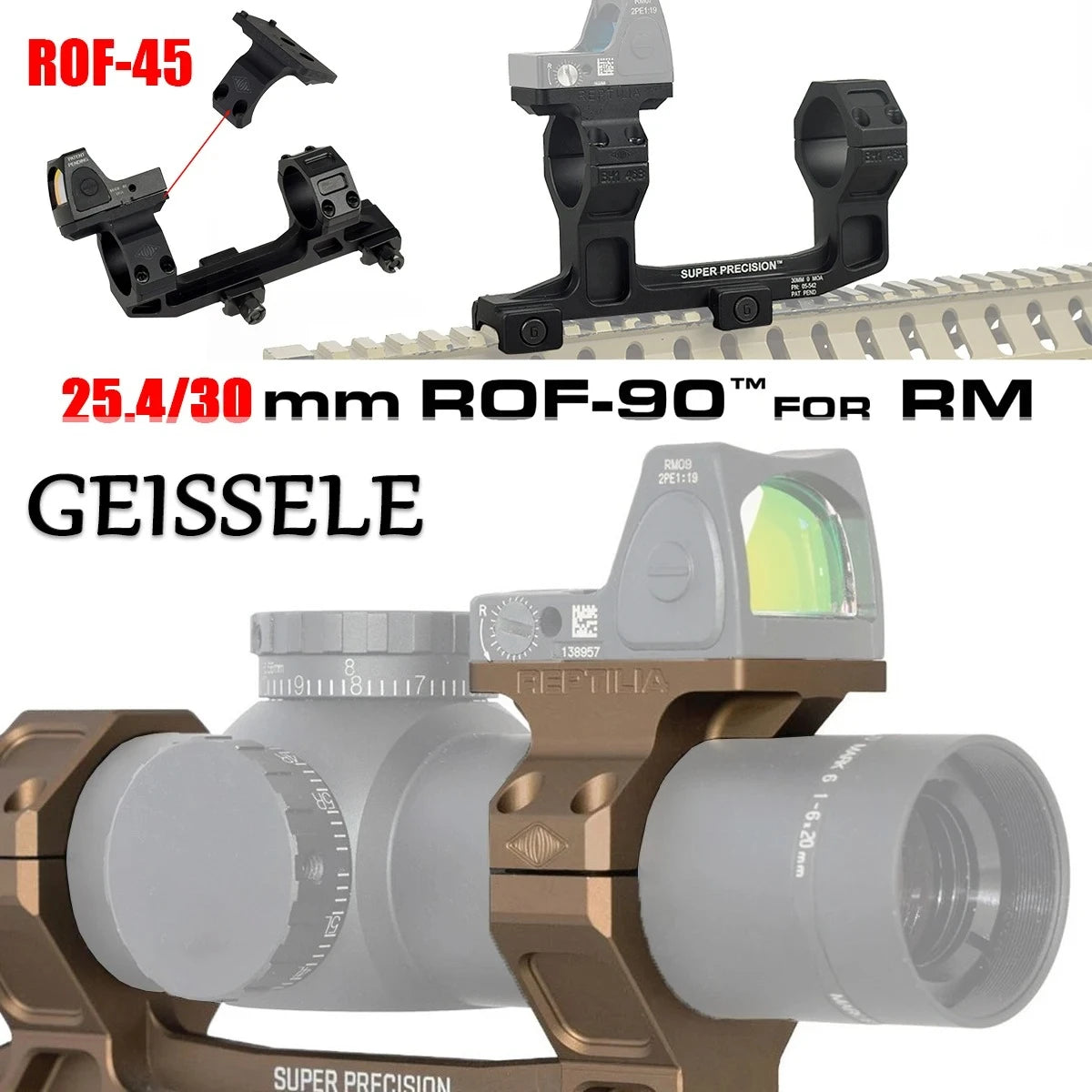 GEISSELE 25.4/30mm Ring Optic Scope Mount ROF-90/45 RM Red Dot Sight Mount For AR15 M4 M16 with Air Scope Leveler Combo Tool Kit