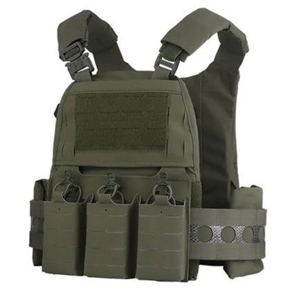 Portable MOLLE Airsoft V5 FCPC Tactical Vest Triple Magazine Pouch with Zip On Back Panel Banger Ferro Plate Carrier Hunting