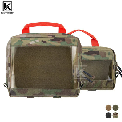 KRYDEX Tactical Large / Small Clear Top Insert Pouch Travel Camping Organizer Storage Hook & Loop Bag for D3 Tactical Backpack