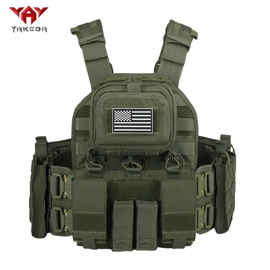 YAKEDA (with American flag) outdoor MOLLE mounted multi-functional vest equipment training snake buckle chest hanging bellyband