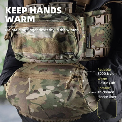 Drop Pouch Hand Warmer Muff, Stowable Fanny Pack for Winter Outdoor Hunting Camping Hiking Football Fishing Airsoft Accessories