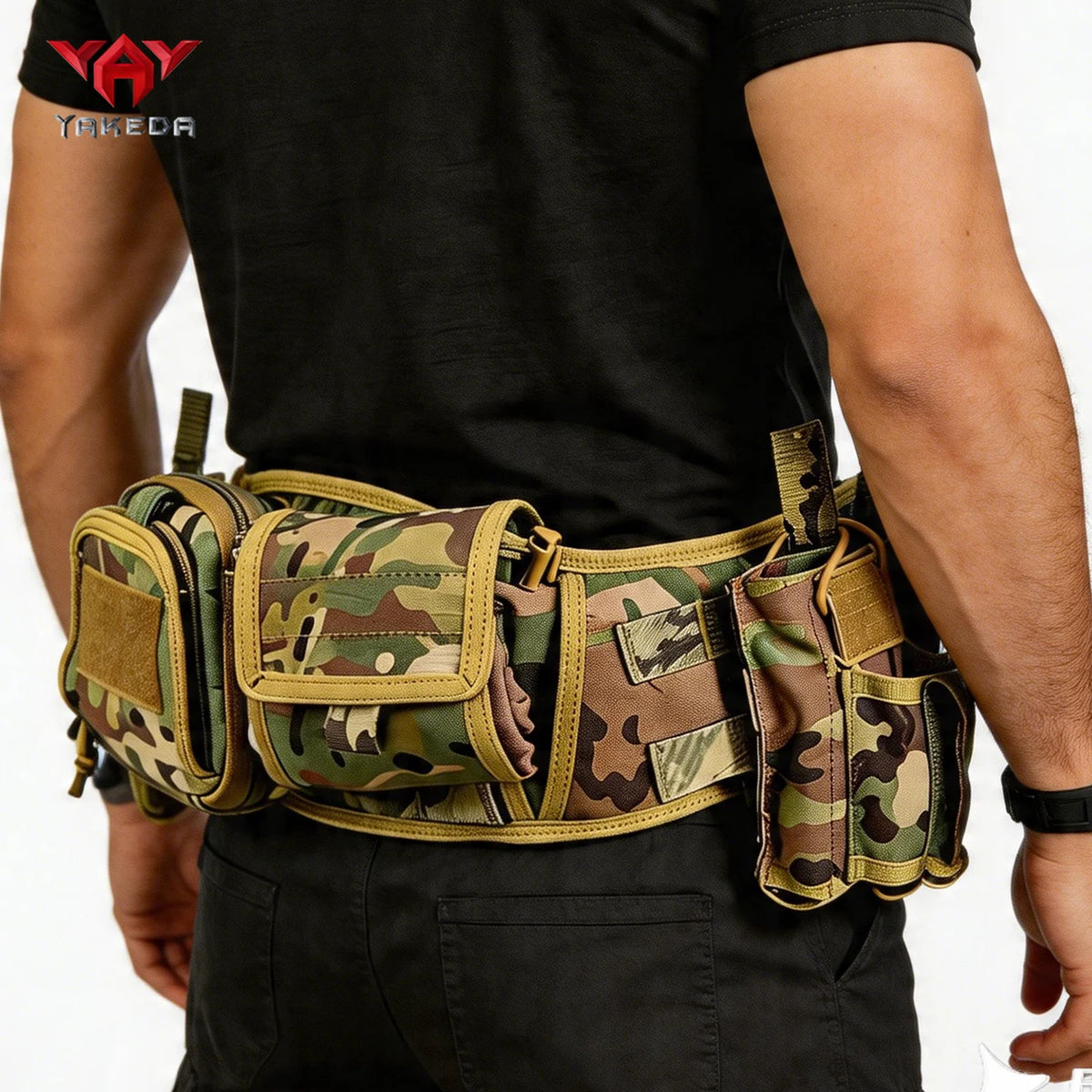 YAKEDAModular waist belt with multiple accessory straps MOLLE expansion structure adjustable waist strap quick release buckle