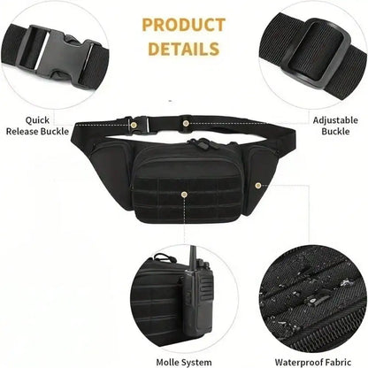 Tactics Outdoor Sports Waist Bag with Badge and Buckle, Hiking Bike Fishing Shoulder Bag Lightweight High Capacity Waist Bag