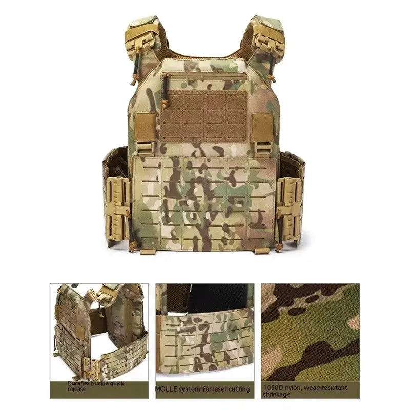 Tactical Vest 6094 Fast detachable light laser cut outdoor hunting black gear carry vest of high quality 1000d nylon