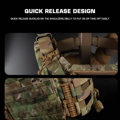 Poseidon Defense Top Grade DP Plate Carrier 3.0 Quick-Release Molle Vest Adjustable Sizing (S/M/L/XL) With 2Pcs Side Pocket