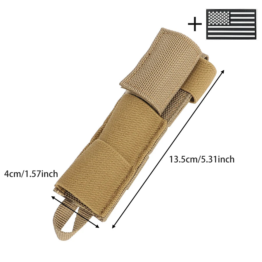Nylon Radio Antenna Pouch, Portable Cylindrical Storage Bag with MOLLE Strap & Hook-and-Loop Strap for Walkie Talkie Antenna
