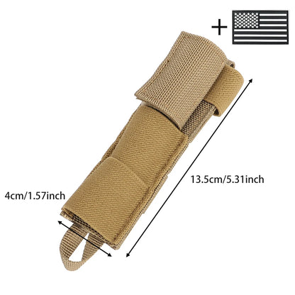Nylon Radio Antenna Pouch, Portable Cylindrical Storage Bag with MOLLE Strap & Hook-and-Loop Strap for Walkie Talkie Antenna