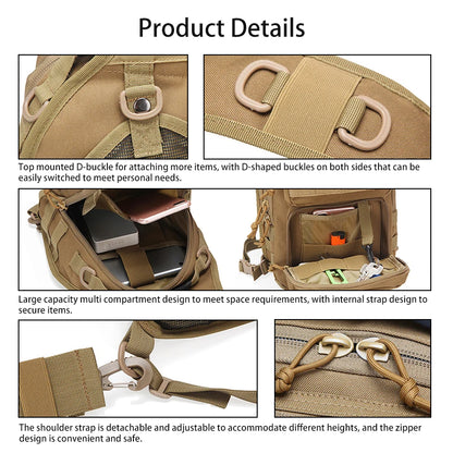Multi pocket shoulder storage bag with large capacity and quick release buckle design, large sports chest bag