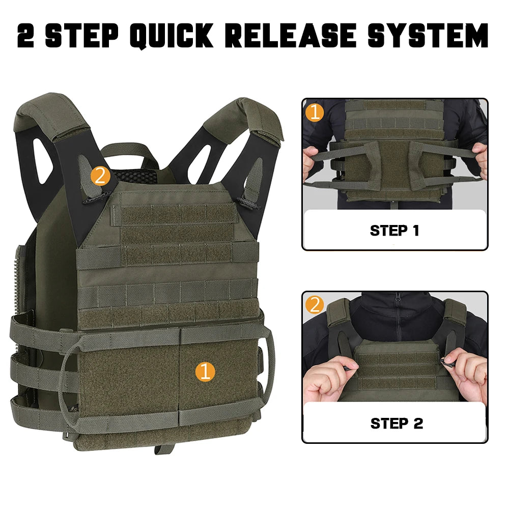 KRYDEX 500D Tactical Vest with Zip-on Backpack Bag MOLLE JPC 2 Plate Carrier for Men Hunting Combat Airsoft Paintball