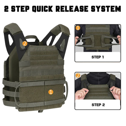 KRYDEX 500D Tactical Vest with Zip-on Backpack Bag MOLLE JPC 2 Plate Carrier for Men Hunting Combat Airsoft Paintball