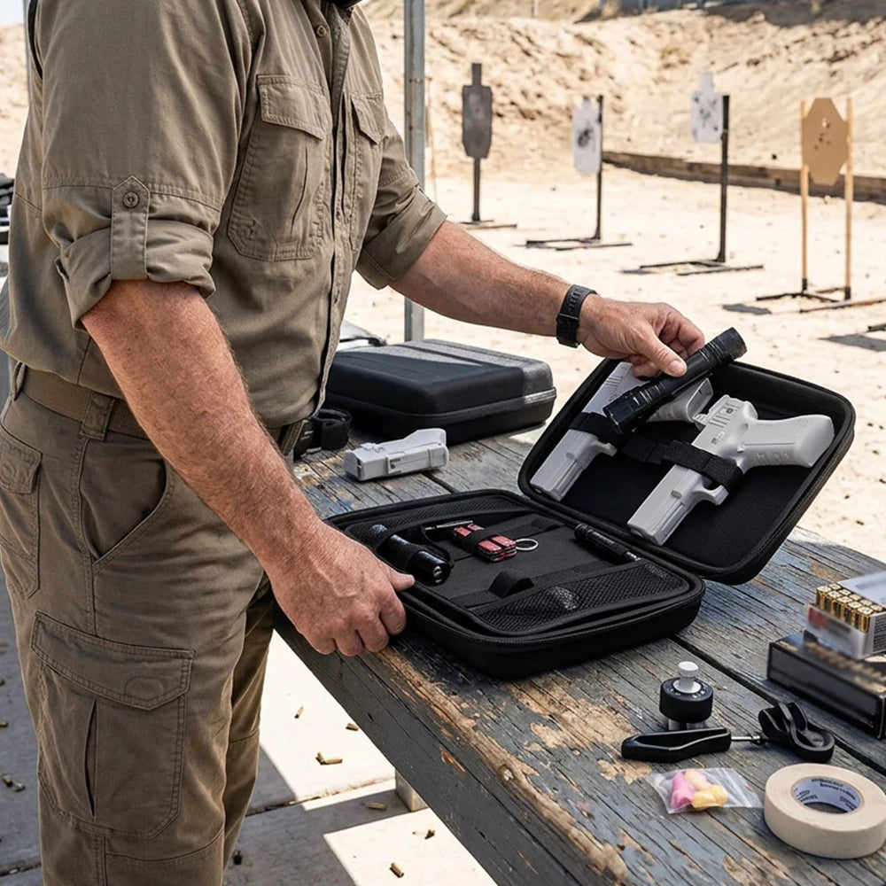 2 Pistol Case Tactical Gun Transport Bag Universal Handgun Storage Case Pistol Carry Pouch Hunting EDC Holder Hard EVA Range Bag