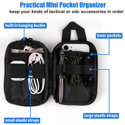 Tactical Molle EDC Pouch - Compact Utility Tool Organizer, Mini Medical Waist Pack & Phone Case Holder for Camping, Hunting