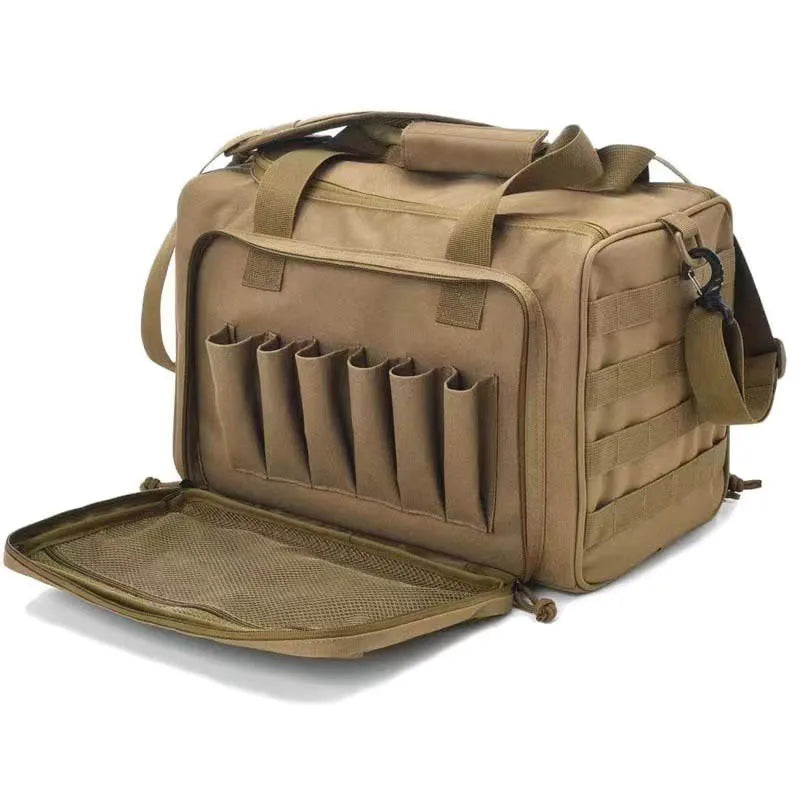 Nylon Tactical Range Storage Bag with Molle System Outdoor Hunting Gun Shoulder Bag for Pistol Tools Camping Equipment