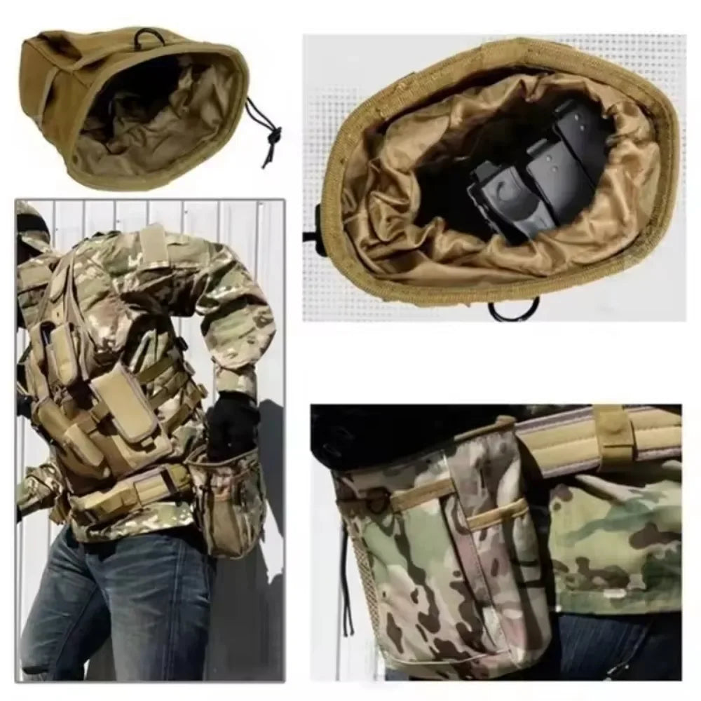 1Pcs 19x12x6cm Waterproof Nylon Camouflage Outdoor Molle Waist Pack Recycle Dump Drop Pouch for Hiking Hunting EDC Accessories
