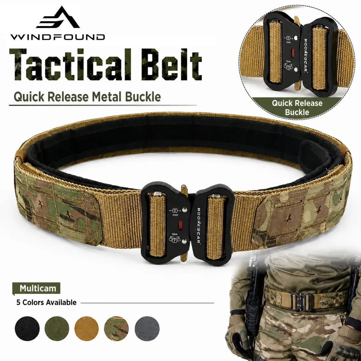 Military Tactical Belt Quick Release Metal Buckle Nylon Combat Waist Belt Multicam Camouflage Outdoor Hunting Airsoft Training