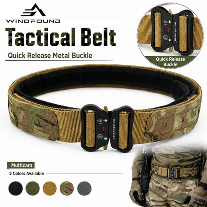 Military Tactical Belt Quick Release Metal Buckle Nylon Combat Waist Belt Multicam Camouflage Outdoor Hunting Airsoft Training