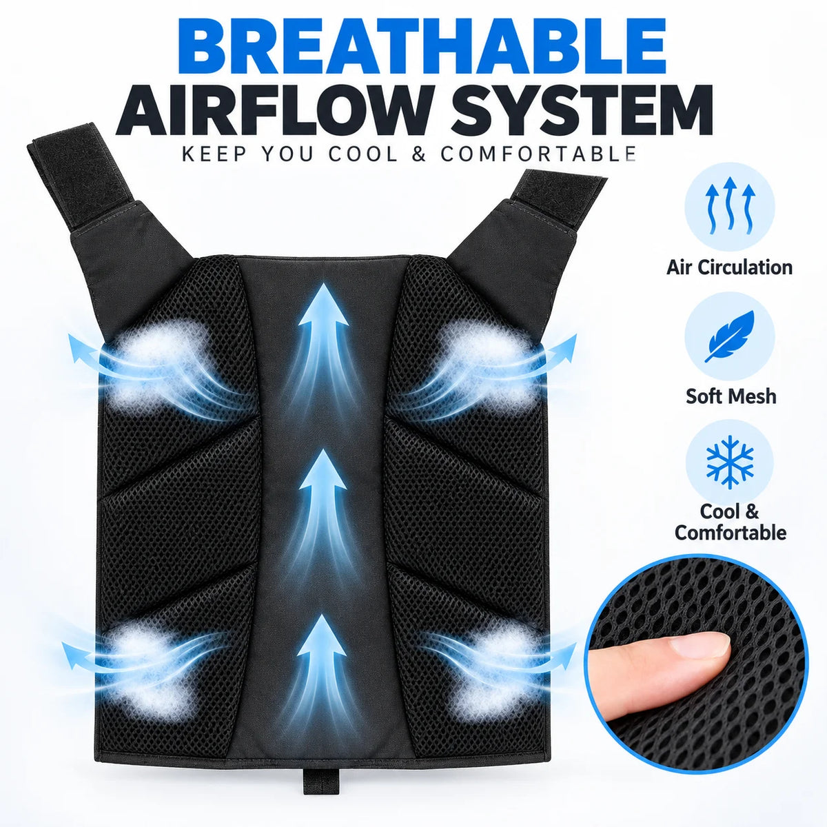Adjustable Weighted Training Vest Breathable Fitness Workout Vest with Weight Plate Pockets for Gym Running Strength Training