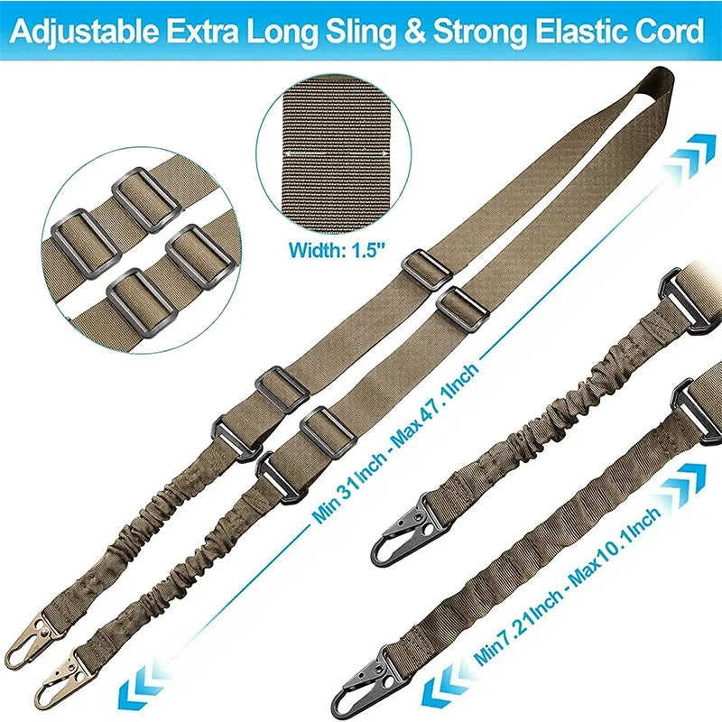 Two Points Rifle Sling With Length Adjuster Traditional Sling With QD Metal Hook For Hunting Tactical Sling Shoulder Straps