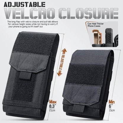Double Layer Cell Phone Pouch Tactical Waist Bag with Embroidered Patch EDC Belt Holder Outdoor Camping