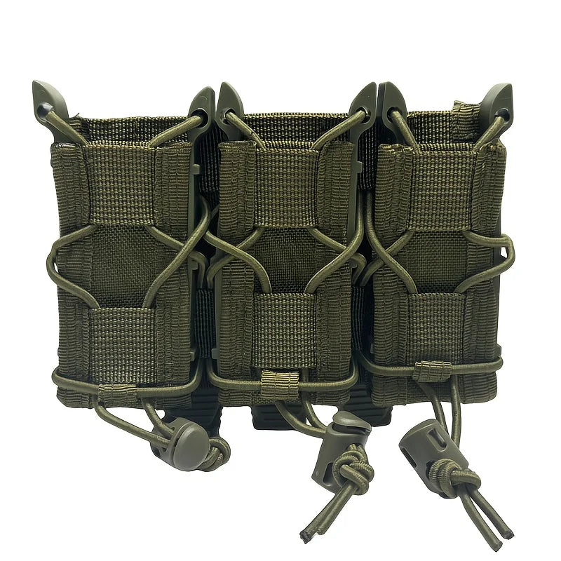 Three-Pipe Pistol Magazine Waist Holster - Durable ammunition bag with a 3-slot quick-access design and drawstring closure